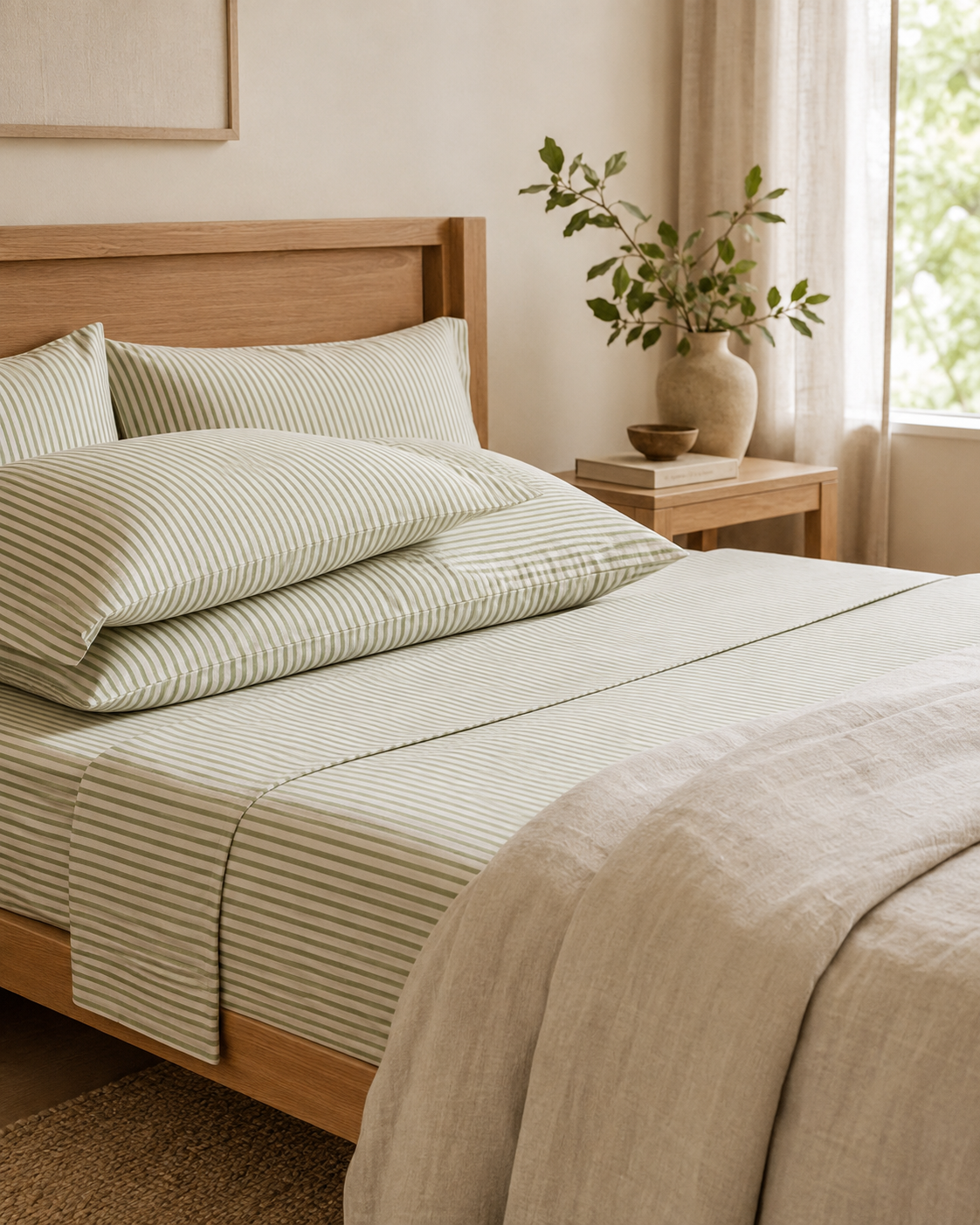 Solnaque™ WillowStripe Cotton Sheet Set
