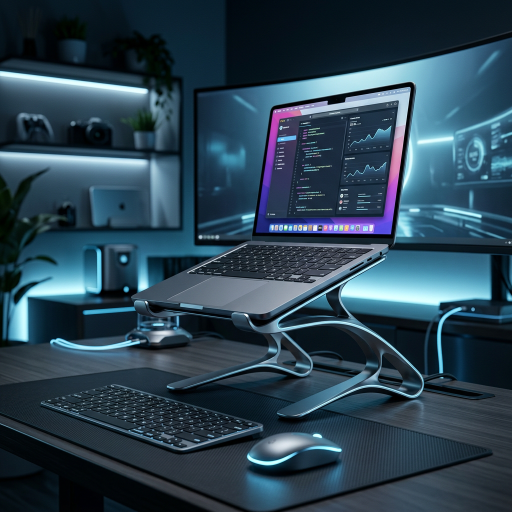 Solnaque™ HelixArc Premium Ergonomic Laptop Stand The Art of Ergonomics: Sculpted for Performance, Engineered for Comfort.