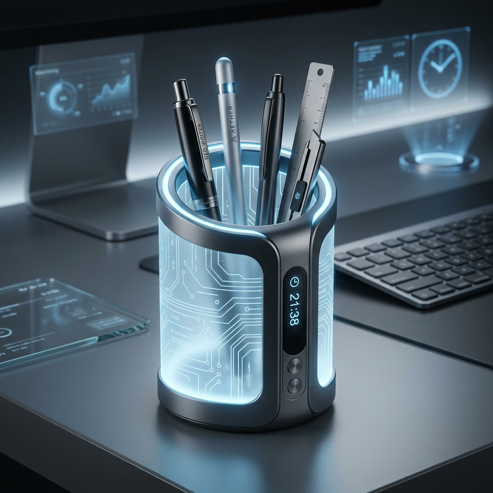 Solnaque™ LuminaGrid™ Cyber-Station &amp; Chrono Desk Vessel